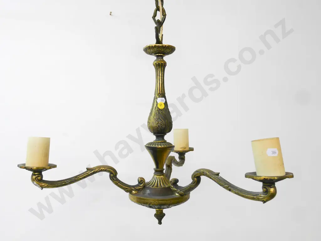brass centre light fitting with 3 bulbs, H-400, W-480 Image 1++