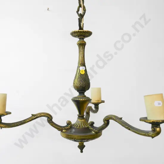 brass centre light fitting with 3 bulbs, H-400, W-480