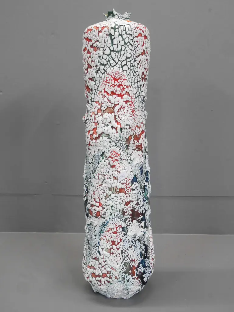 tall Liz Fea mosaic studio pottery vase H-520 Image 1++