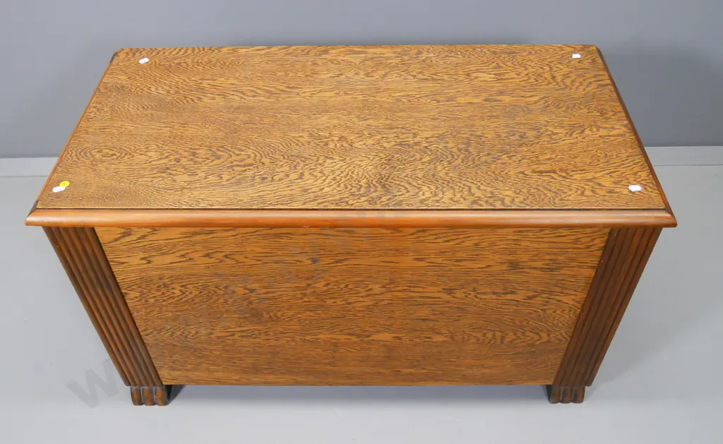 deco oak blanket box with sliding tray H-540 W-930 D-460 Image 1++