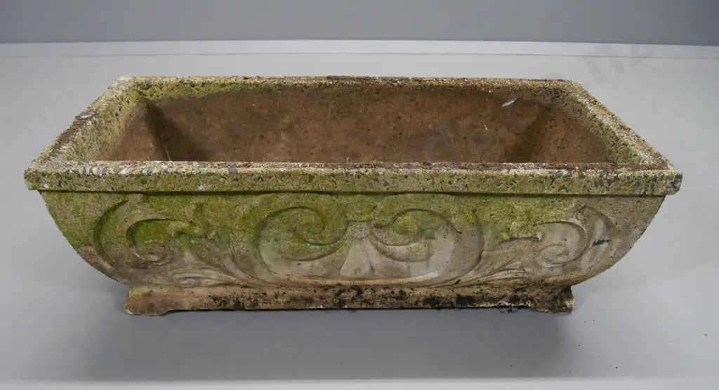 large cast concrete classical design trough planter H-260 L-740 D-350 Image 1++