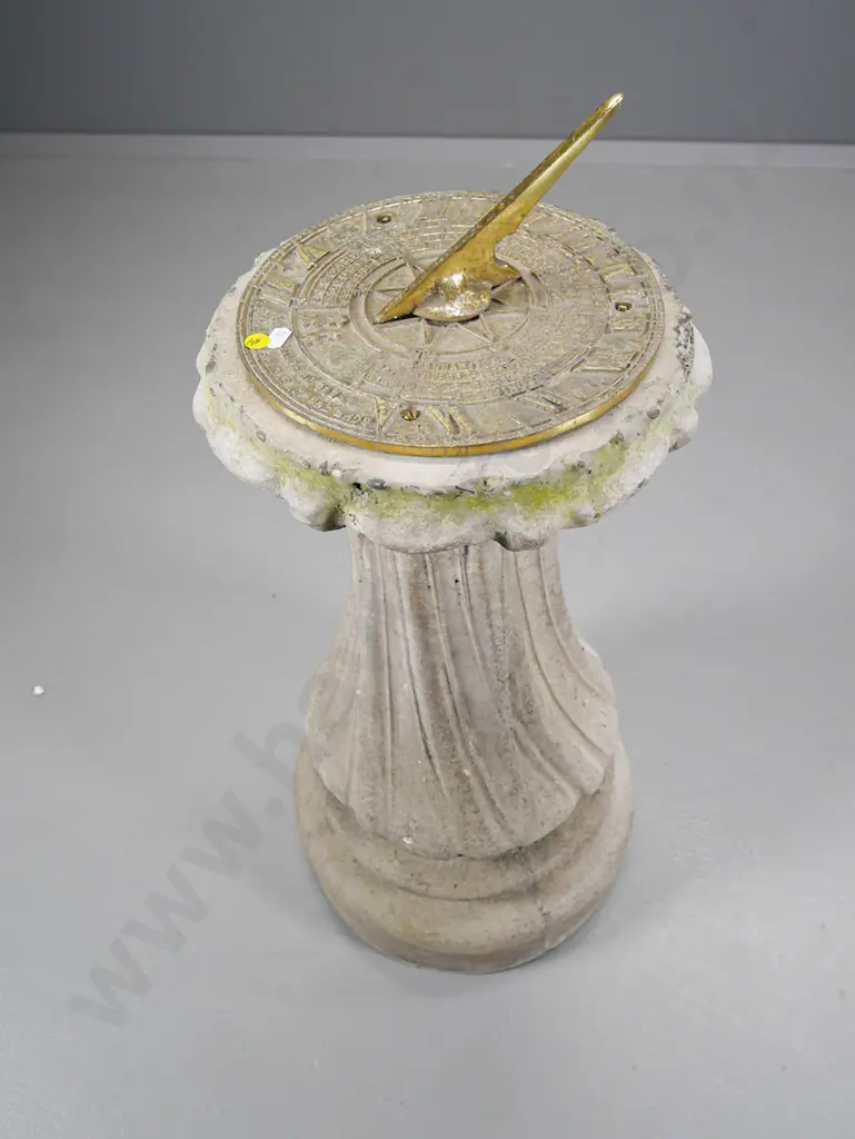 cast brass sundial on cast concrete base H-550 Diameter 350 at base Image 1++