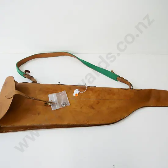 cow-hide rifle case - mutton-leg shape, one buckle needs re-attaching, L-830