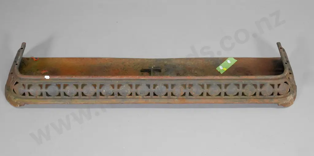 vintage cast iron hearth surround - has surface corrosion H-110 W-1100 D-260 Image 1++