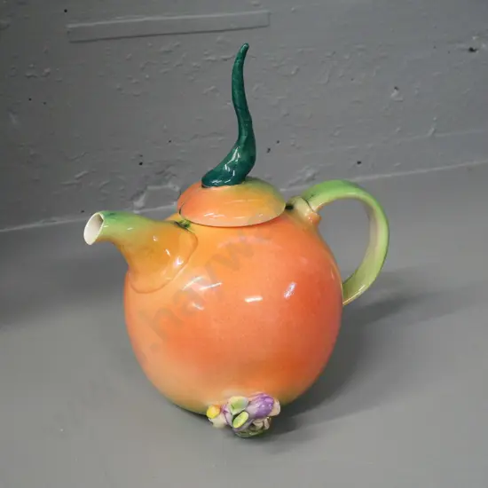 studio pottery whimsical teapot by Marion Mewburn H-220 L-200