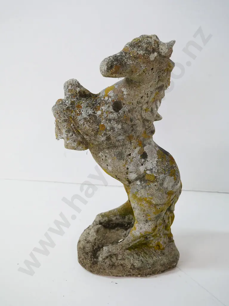 small cast concrete rearing horse garden ornament - slight damage H-260 Image 1++