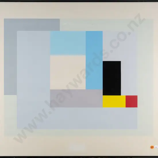 framed 1970s geometric abstract art British print H-630 W-730