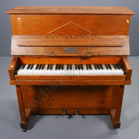 Witton, Witton & Co. London oak-cased compact ship's piano H-1120 W-1040 D-530