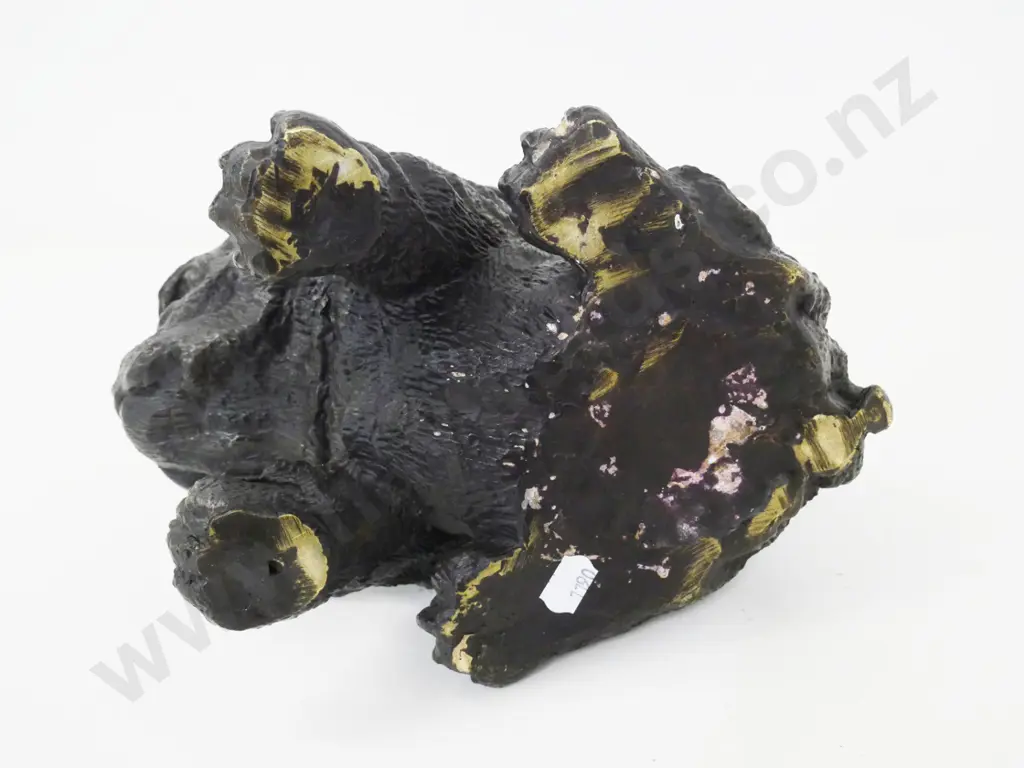 cast metal bulldog figure - has been painted black, some brass plating showing on feet H-170 L-260 Image 1++