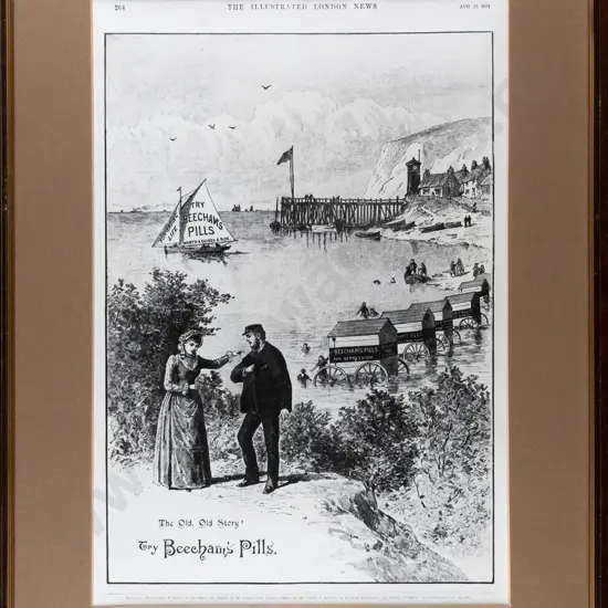 framed reproduction print Beecham Pills advertisement H-370 W-250