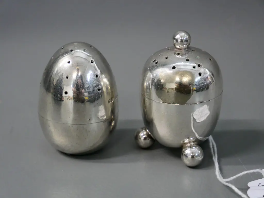 silver salt & pepper shakers stamped W&H  51589  83 Image 1++