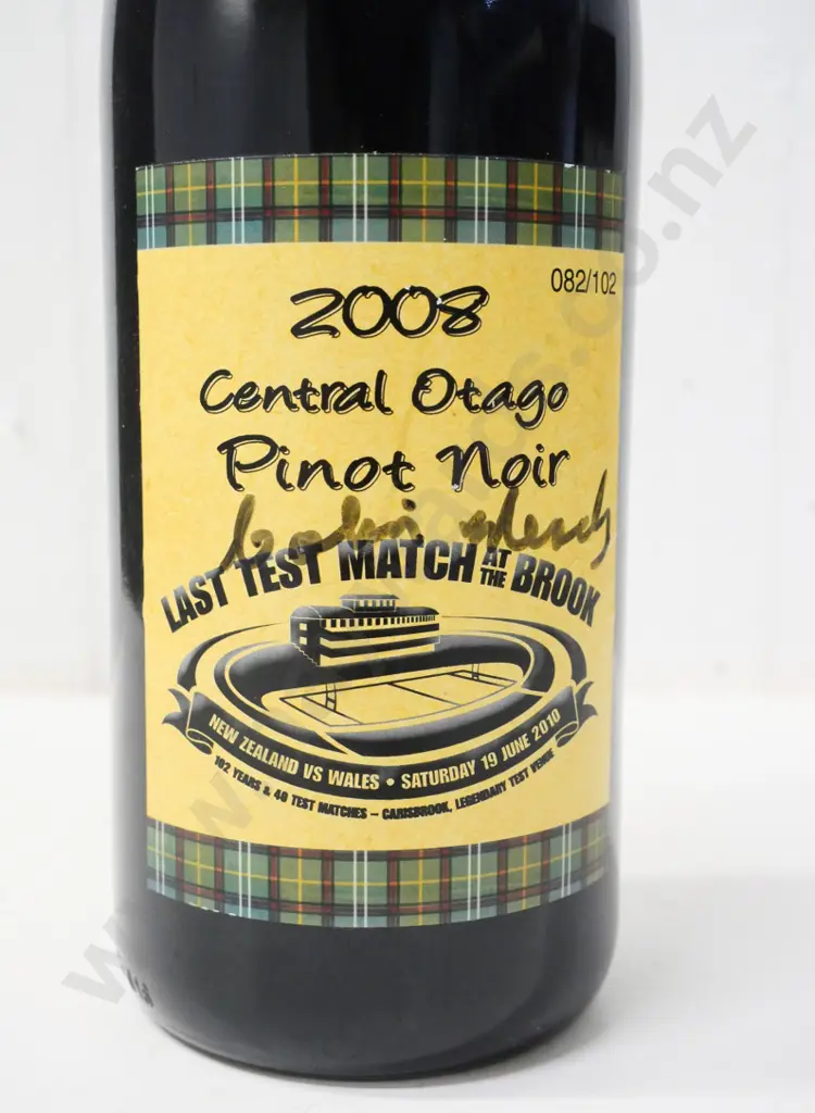 bottle of 2008 Central Otago Pinot Noir - ltd ed. 82/102, last test match at Carisbrook 19 June 2010 Image 1++