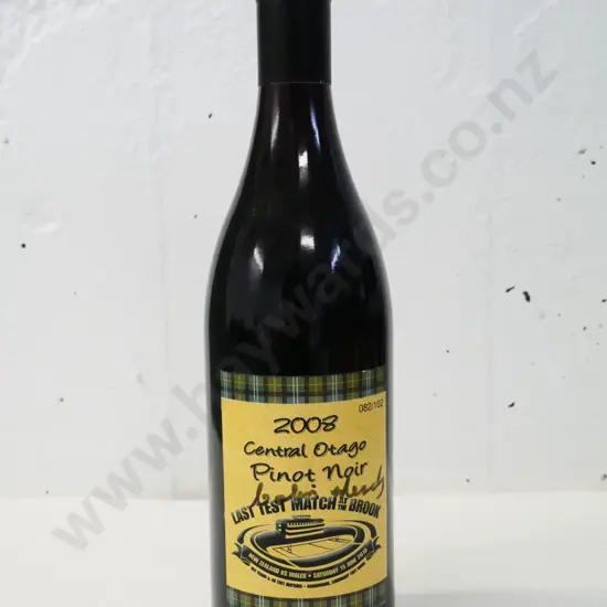 bottle of 2008 Central Otago Pinot Noir - ltd ed. 82/102, last test match at Carisbrook 19 June 2010