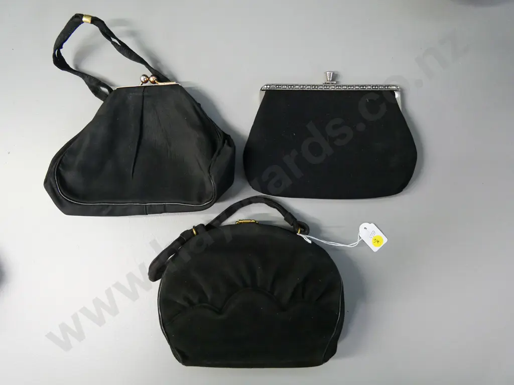 3 black evening / clutch purses, one suede or suedette Image 1++
