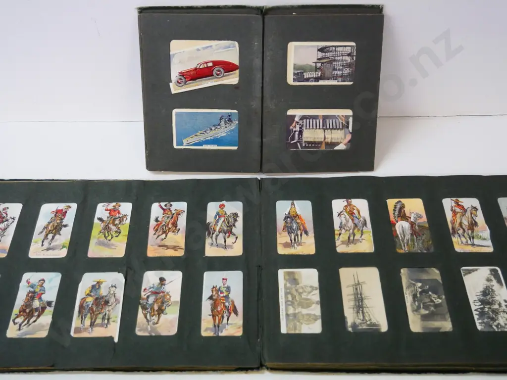 2 cigarette card albums with contents and assorted loose cigarette and Vita-Brits cards - books in rough condition Image 1++