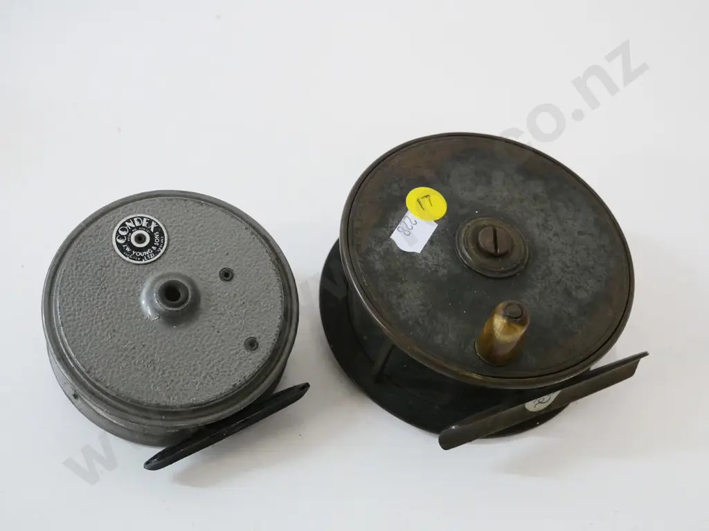 2 metal fly fishing reels - J.W. Young Condex D-80 and unmarked one D-100 Image 1++