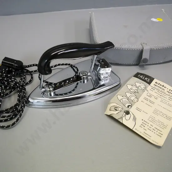 vintage cased Falks travel iron