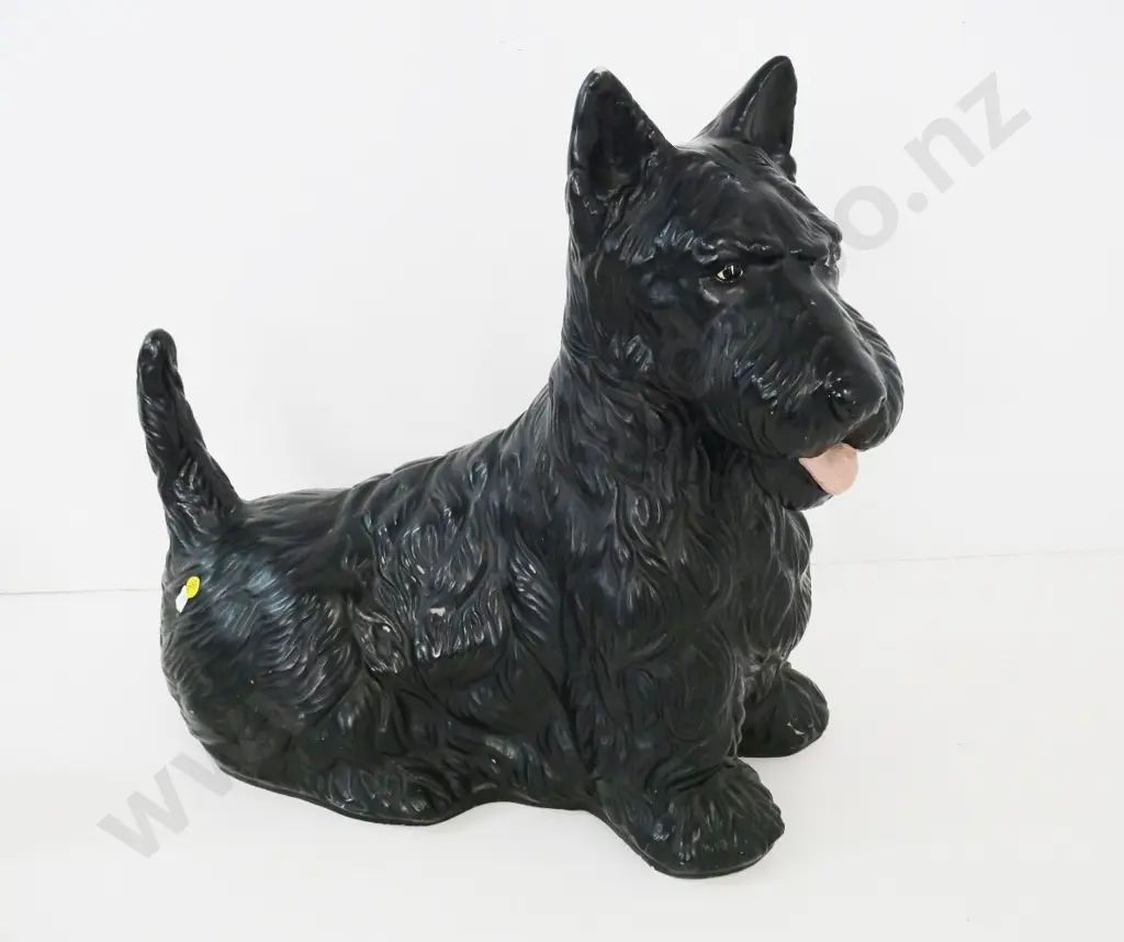 large composite/fibreglass? Scottie dog figure - black finish, some rubbing H-470 L-530 Image 1++