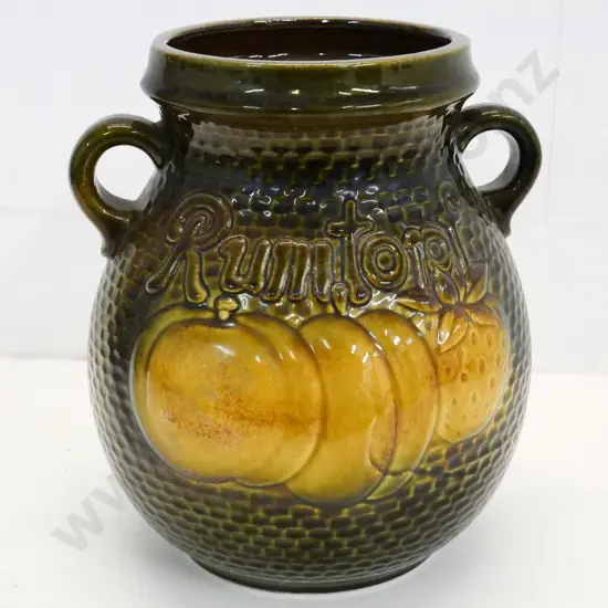 Scheurich German pottery rum pot with relief  'Rumtopf' design H-260 D-250 at widest