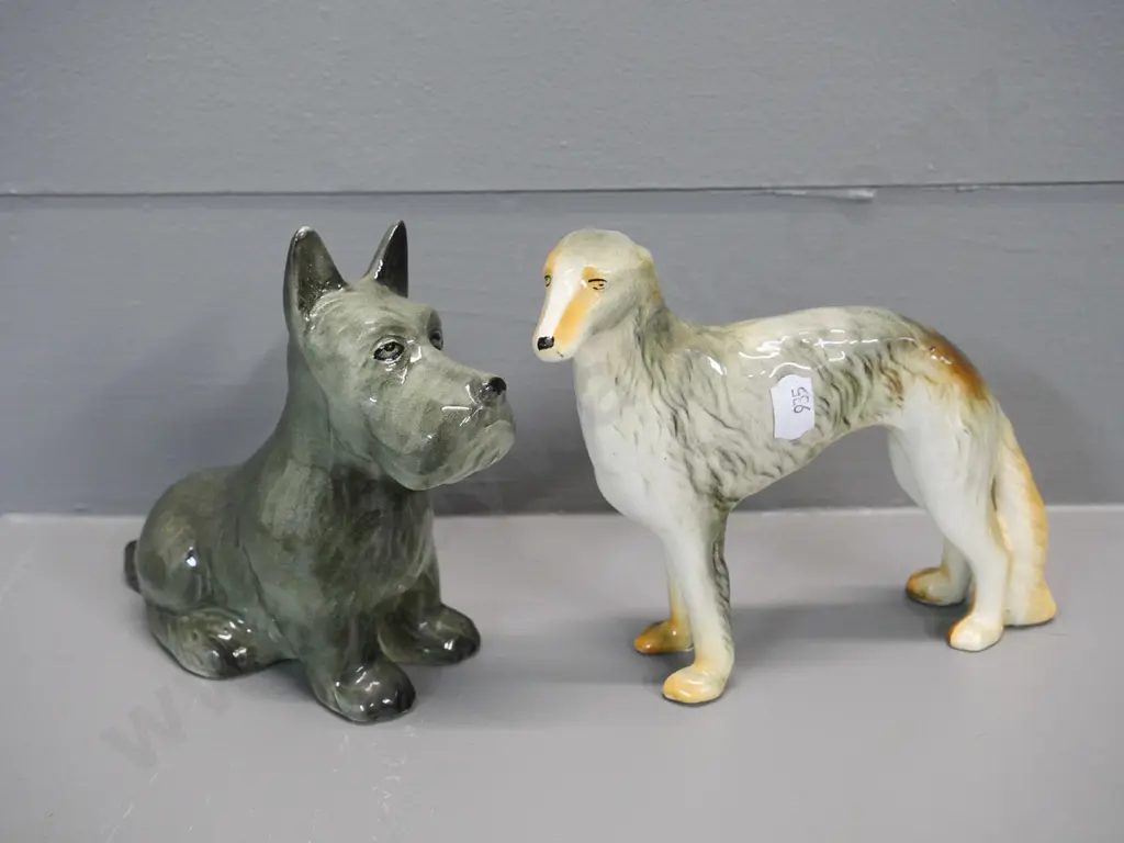 2 dog figures - English Scottie H-120 L-150 and hound, no maker's marks Image 1++