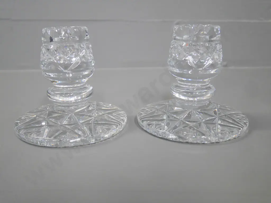 pair of heavy cut crystal candle holders Image 1++