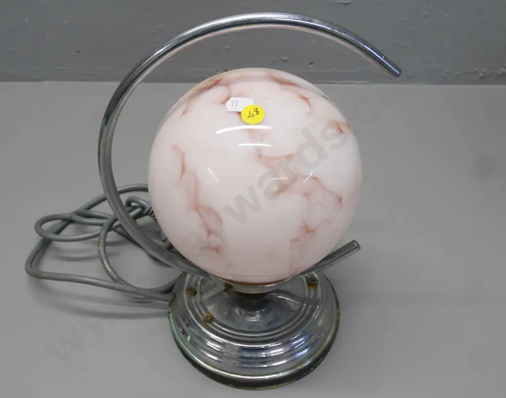 deco ball lamp on chrome stand, H-300, W-220 Image 1++