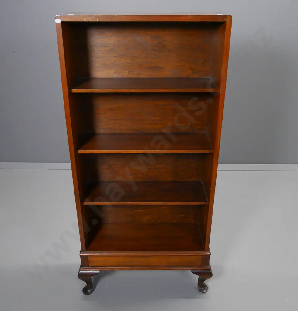 mahogany cab-leg 4-shelf bookcase - scratches to finish H-1180 W-540 D-220 Image 1++