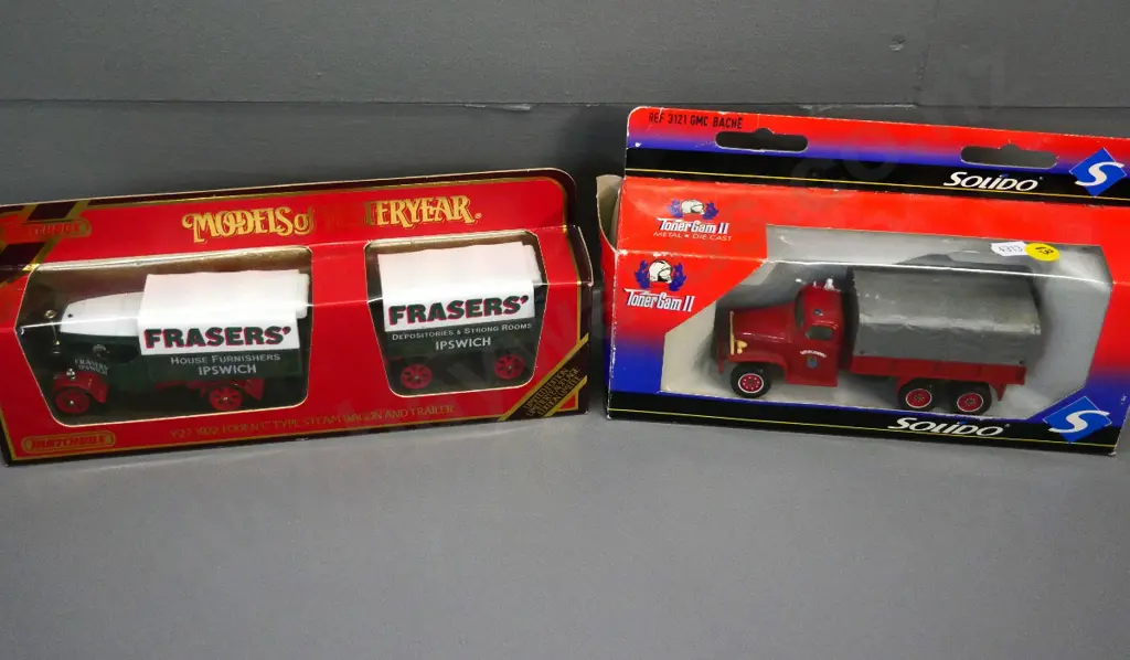 2 boxed die-cast vehicles - Matchbox Models of Yesteryear double van and a Solido delivery truck Image 1++