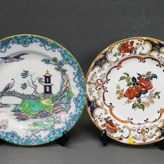 2 cabinet plates - Royal Doulton Paradise (crazing) and Wedgwood Camellia - both D-270