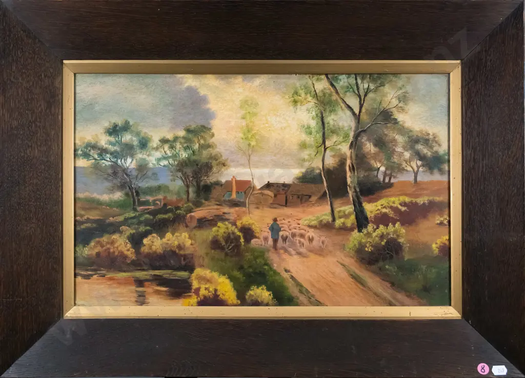 framed oil - country scene H-290 W-470 Image 1++