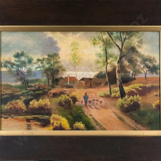 framed oil - country scene H-290 W-470