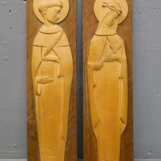 pair of Spanish hand carved timber figures of saints H-480