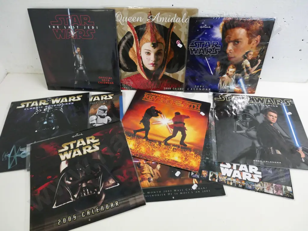various Star Wars wall calendars, assorted dates 2000 thru 2018 Image 1++