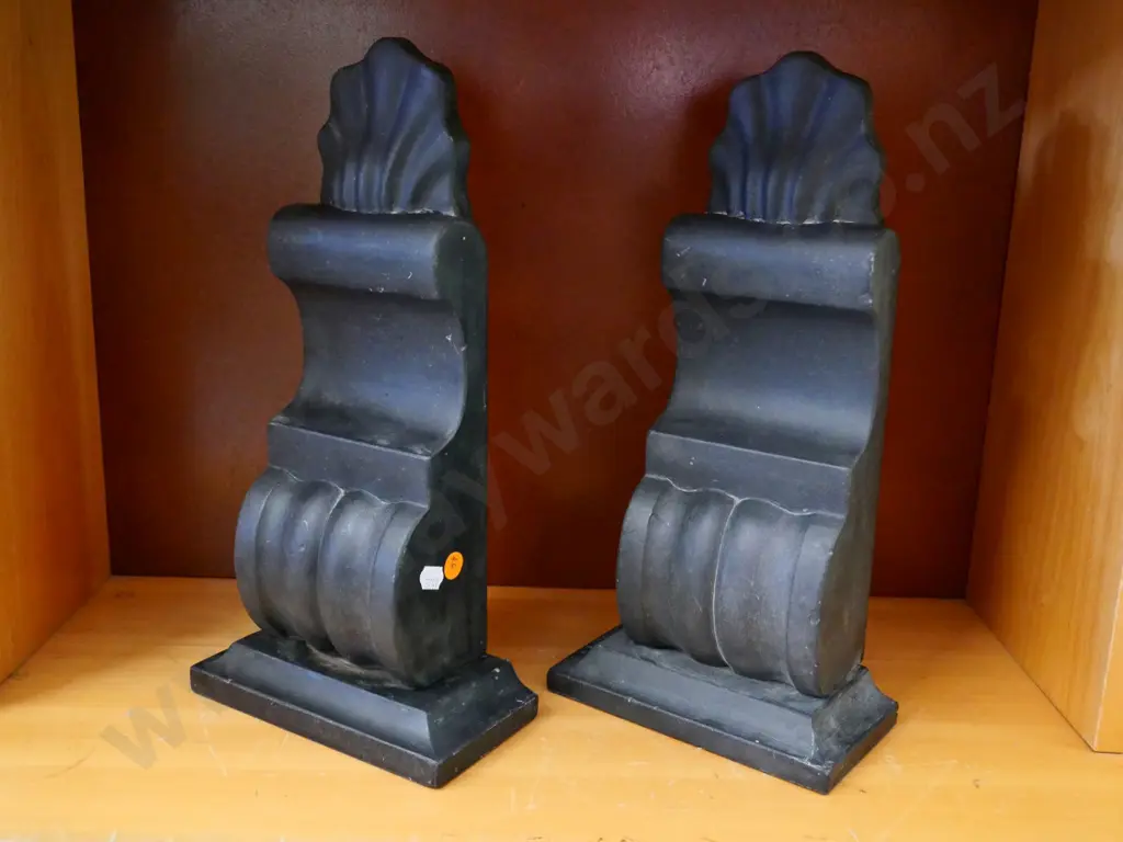 pair of black stone (marble?) corbels H-340 W-165 Image 1++