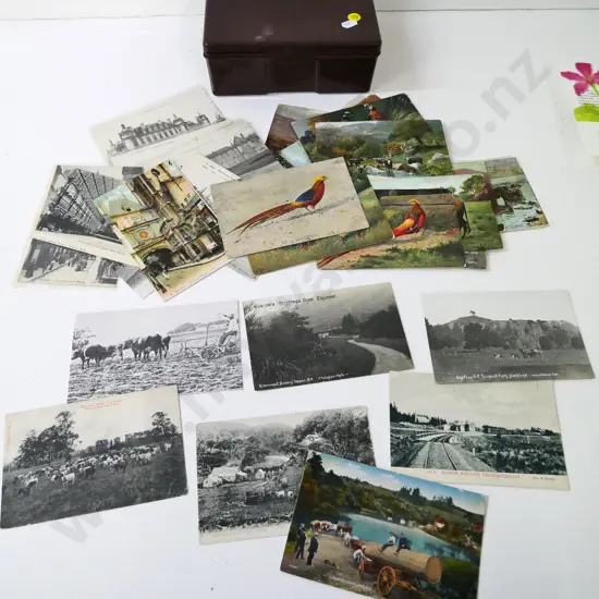 box of vintage postcards - New Zealand and international
