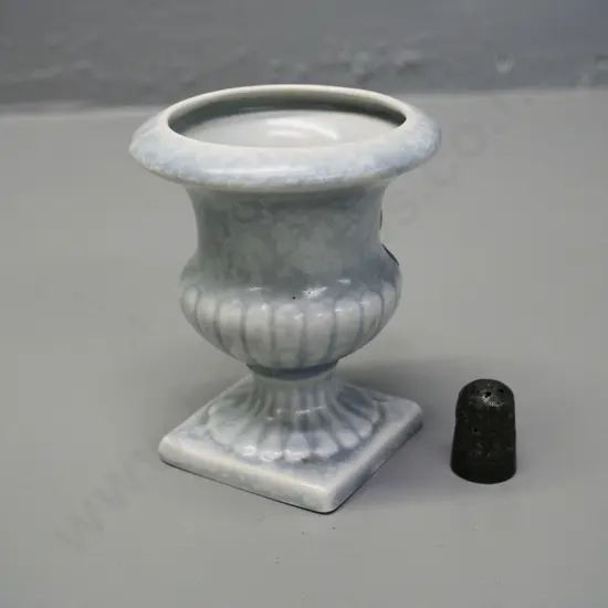 small Crown Lynn mottle glaze urn vase H-95 and a sterling silver thimble