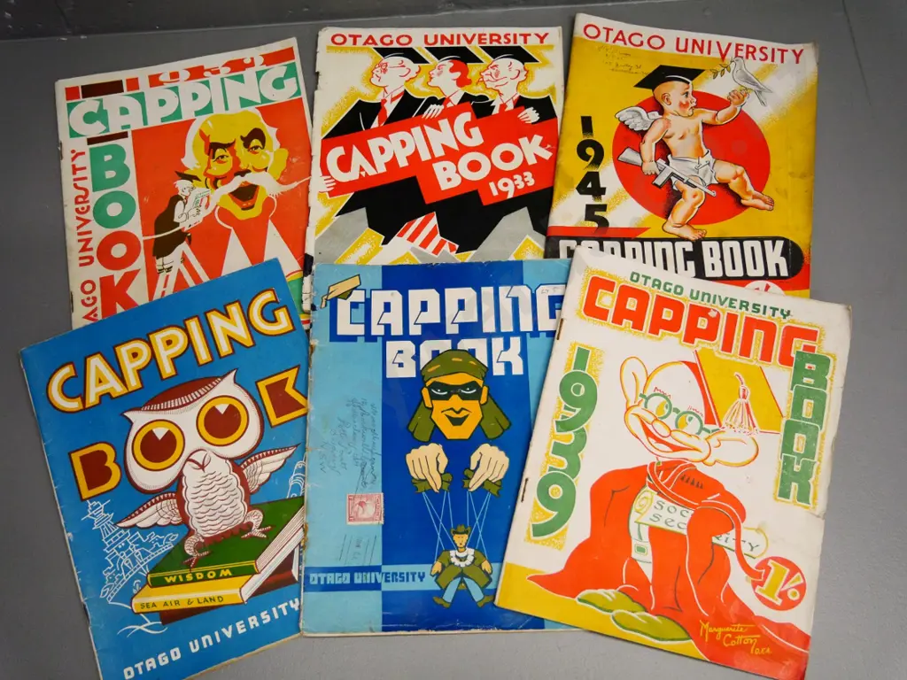 6 Otago University capping magazines - date ranges from 1932 to 1945. 1933 has loose cover Image 1++