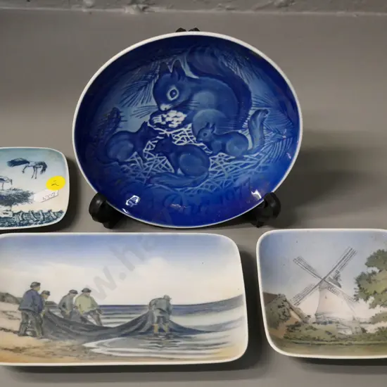 4 Royal Copenhagen dishes - largest one is 1977 Mother's Day, D-150