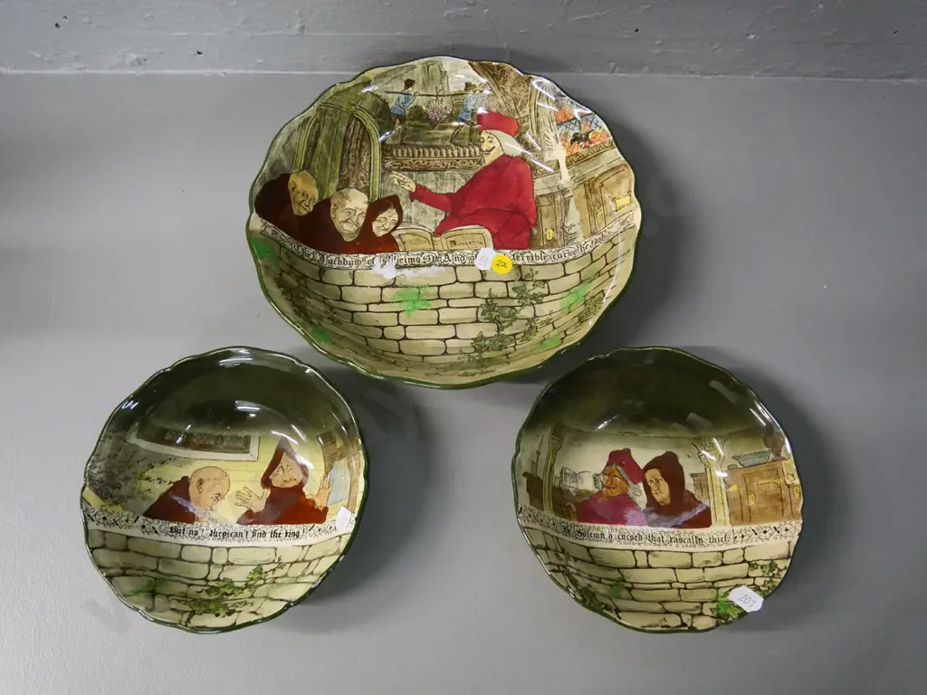 Royal Doulton Jackdaw of Rheims bowl and 2 coupe dishes - bowl is diameter 240 Image 1++