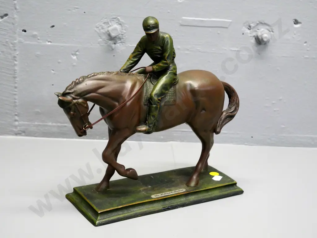 composite horse and rider figure with 'The Helena Collection' plaque H-260 L-290 Image 1++