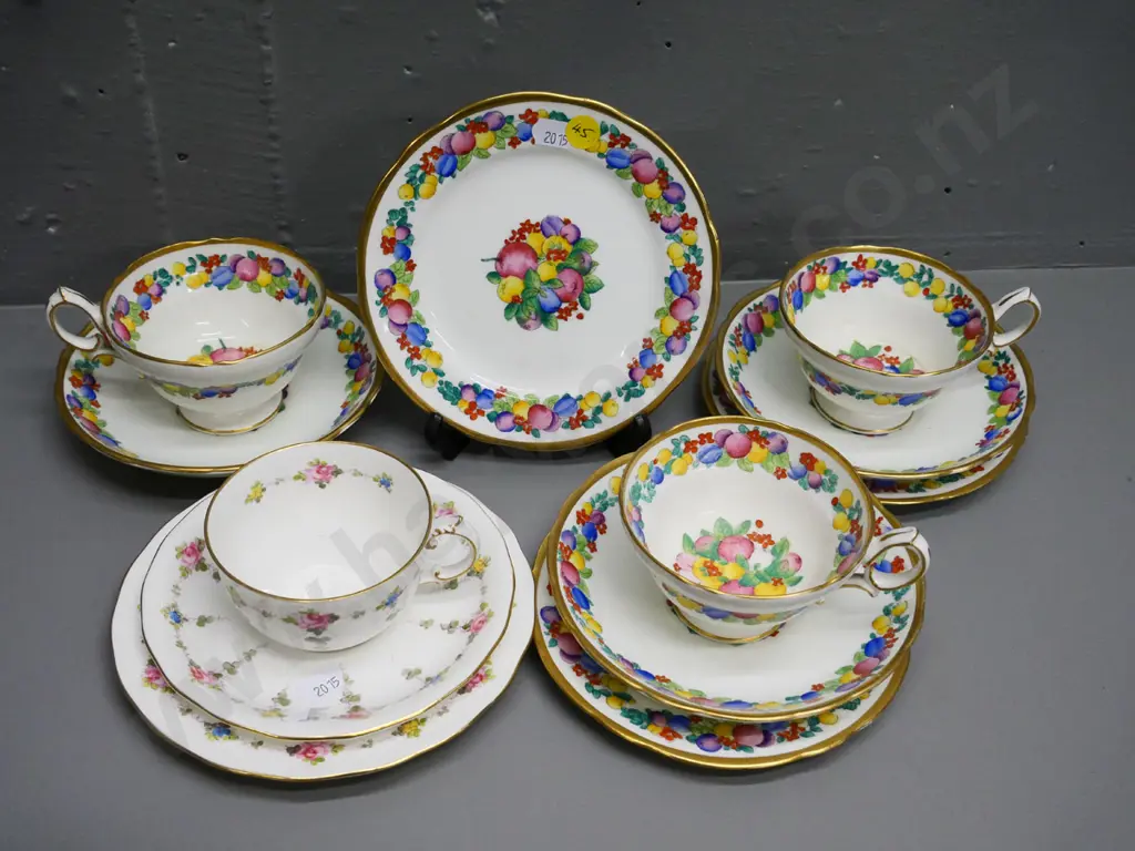 3 Hammersley fruit pattern trios and a Royal Crown Derby trio Image 1++