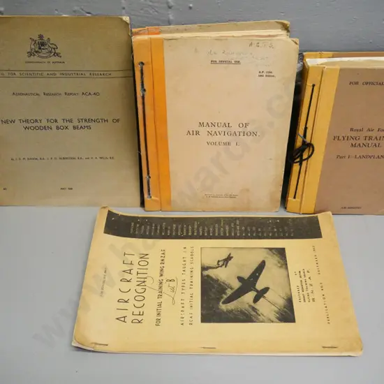 4x 1940s publications - RNZAF aircraft recognition, RAF Flying Training, Air Navigation, etc.
