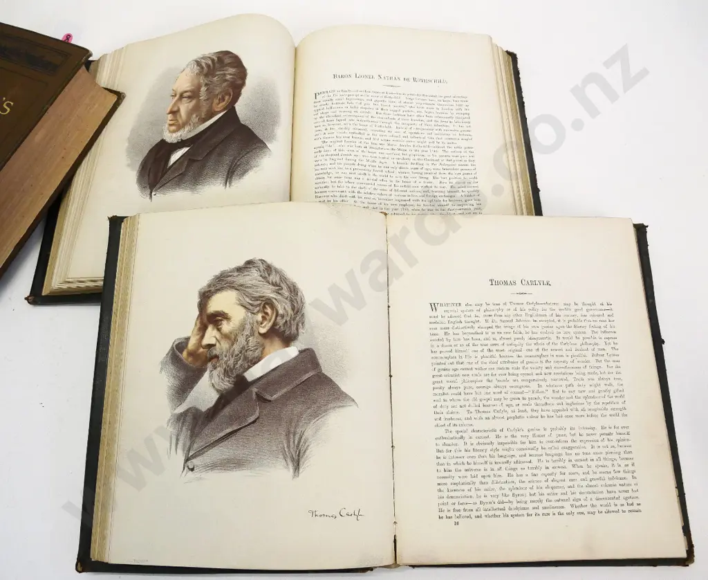 3 books - National portrait Gallery circa 1870s (4 Volumes bound into 2) and bound collection of 1912 Harper's Monthly Image 1++
