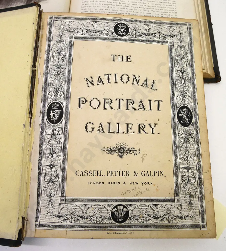 3 books - National portrait Gallery circa 1870s (4 Volumes bound into 2) and bound collection of 1912 Harper's Monthly Image 1++