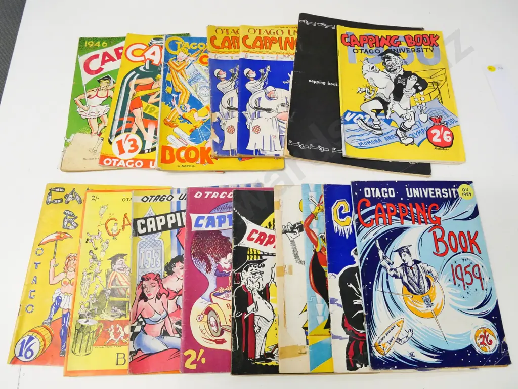 16 Otago University Capping books - earliest is 1946, latest 1962, a few in poor condition Image 1++