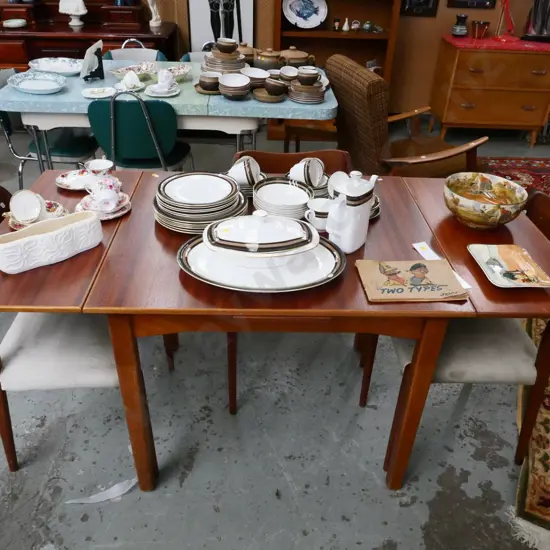 mid-century mahogany extending end-leaf dining table H-740 W-760 Extended L-1550 Closed L-880