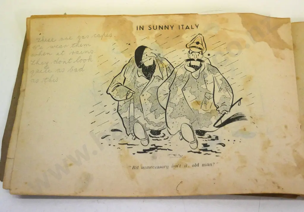 "The Two Types" WWII cartoon booklet by Jon (John Philpin Jones) with letter home & notes on some pages by a serviceman Image 1++