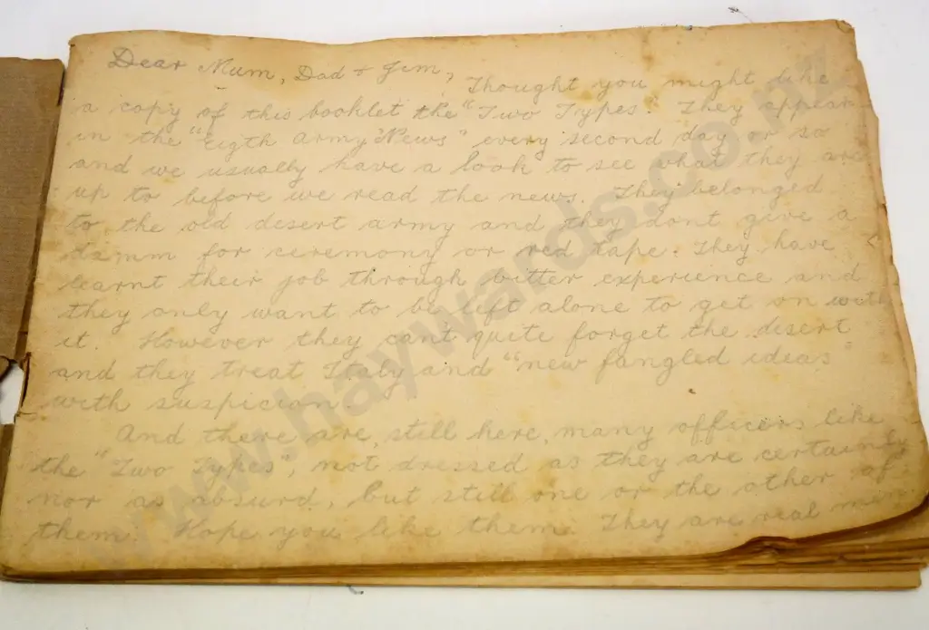 "The Two Types" WWII cartoon booklet by Jon (John Philpin Jones) with letter home & notes on some pages by a serviceman Image 1++