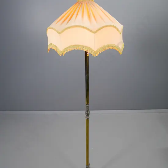 brass standard lamp with tripod base, waisted shade, H-1650 Diameter 500