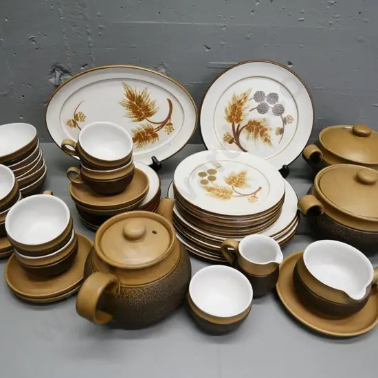Denby 6-place dinner set with 2 lidded casseroles, teapot, etc.